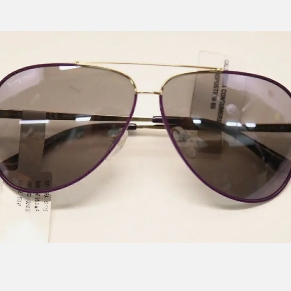 Salvatore Ferragamo Aviator Sunglasses Sf131s 736 Light Gold/purple 60mm…